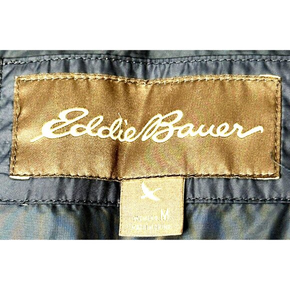 Eddie Bauer Womens Parka Goose Down Puffer Jacket Faux Fur Hood Blue Medium - Picture 13 of 16